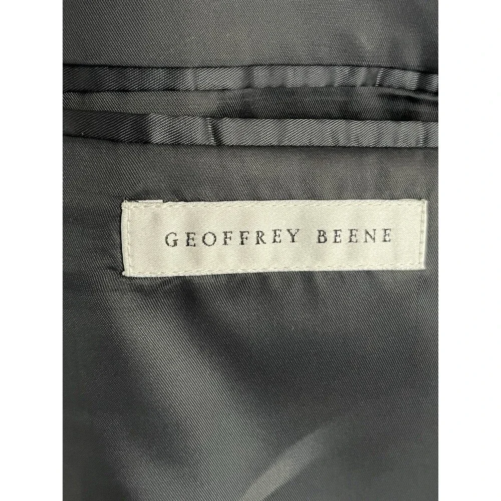 Geoffrey Beene Mens Suit Jacket Pants Black 100% Wool 46L 36x31